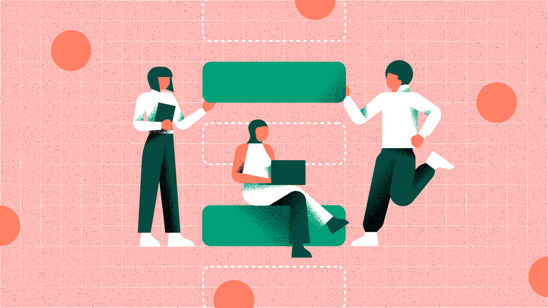 An abstract illustration representing a team planning their Pattern Library structure